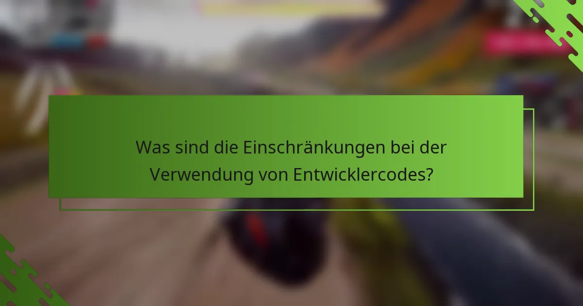 Was sind die Einschränkungen bei der Verwendung von Entwicklercodes?